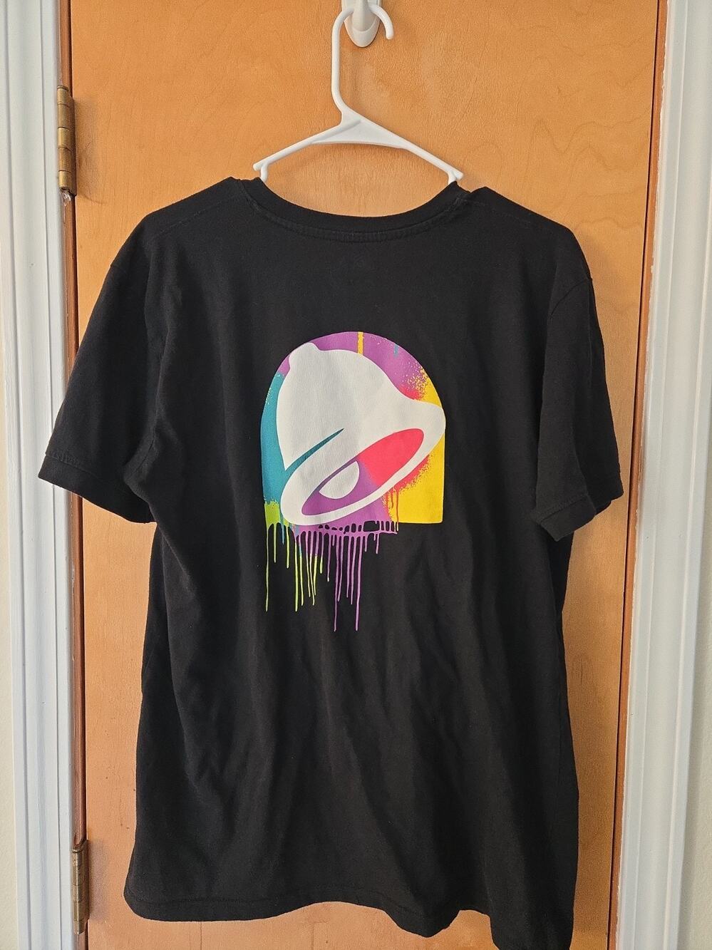 Taco Bell Shirt Mens Large Black Bell Graphic Drip Henley Short Slv Button Logo